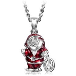NINAQUEEN Charms Gifts Santa Claus 925 Sterling Silver Pendant Necklace with Peace Sign, Jewelry Gifts for Her Birthday Gift for Women Girl