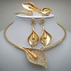Nigerian Wedding African Beads Zinc Alloy Jewelry Sets Dubai Jewelry Sets Necklace Bracelet Earrings Ring Sets WHITE Gold-color