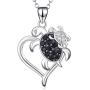POPLYKE Turtle Necklace Sterling Silver Mother and Daughter Son Sea Turtle Heart Pendant Necklace for Women Girls Child for Grandmother Mom