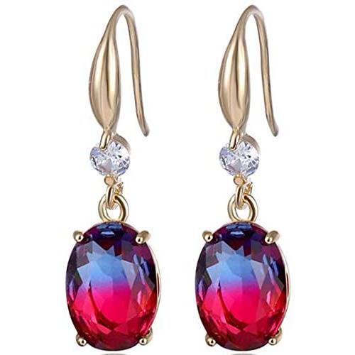 18K Gold Plated Oval Shape Crystal Wedding Engagement Cocktail Party Drop Earrings