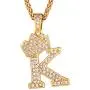 Richsteel A-Z Crown Initial Necklace for Men Women 18K Gold Plated Shiny Cubic Zirconia Monogram Pendant with 22 Chain+2 (Extended) Custom 1-6 Letters Name Jewelry(with Gift Box)