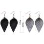 Genuine Leather Earrings Set Teardrop Petal Leaf Leather Dangle Earrings Leather Feather Drop Earring for Women Girls, S/M/L
