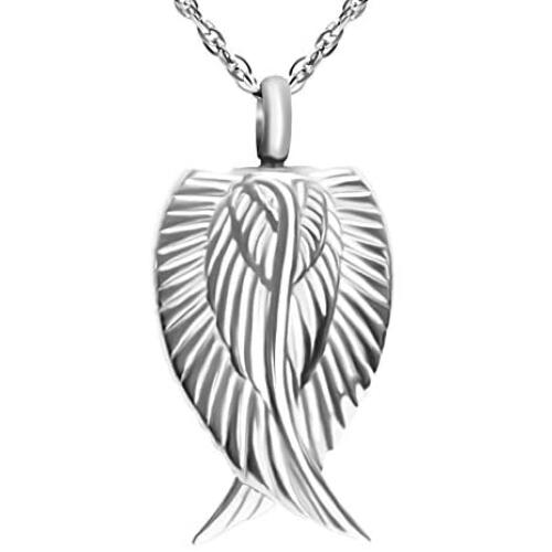 Dletay Angel Wing Cremation Necklace for Ashes Stainless Steel Urn Pendant Ashes Holder Memorial Jewelry-I’m Here Watching Over You