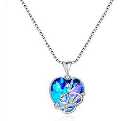 IEFRICH Gifts for Women Girls Jewelry, Cubic Zirconia Crystal Love Heart Pendant Initial Necklace Gifts for Women Girls Mom Birthday Christmas Mothers Day Valentines Present
