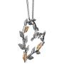 Paz Creations ♥925 Sterling Silver and 14K Gold Leaf Heart Pendant, Made in Israel