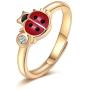 Ladybug Pendant Necklace for Advent Gift, Charms Christmas Gift 14k Gold-Filled Red and Black Ladybug Pendant Necklace Rings Set Jewelry For Kids,18” (ladybug)