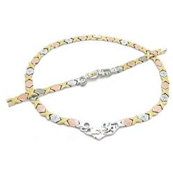 Womens I LOVE YOU Starburst XOXO Hugs And Kisses Necklace And Bracelet Set Te Amo 18/20 inches Multi Color (Gold, Silver, Two Tone, Three Tone)