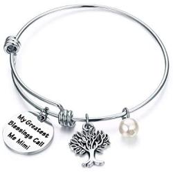 Gift for Grandma My Greatest Blessings Call Me Grammy,Nana,Gigi,Mimi Bracelet Family Tree Wire Bracelet Grandmother Jewelry for Mothers Day