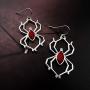 RareLove Gothic Halloween Costumes Earrings Silver Spider with Red Rhinestone Dangle Earrings For Women Girls Alloy Plated