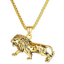 Heavstjer Punk Stainless Steel Animal Lion Pendant Necklace