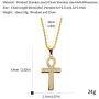 241 Fashion Jewelry Stainless Steel 18K Gold Plated Cross Pendant Mens Necklace with Clear Rhinestone 24 inches Cuban Chain Ankh Pendant