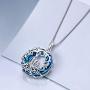 TOUPOP,Mothers Day Gifts from Daughters Sterling Silver Tree of Life Necklace with Blue Circle Crystal Jewelry Gifts for Mom Women Birthday