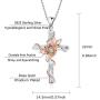 Sllaiss Sterling Silver Rose Cross Pendant Necklace White/Rose Gold Plated Crystals From Austria Religious Faith Jewelry For Women