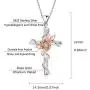 Sllaiss Sterling Silver Rose Cross Pendant Necklace White/Rose Gold Plated Crystals From Austria Religious Faith Jewelry For Women
