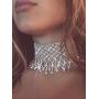 Nicute Festival Rhinestone Choker Necklace Full Crystal Silver Necklaces Chain Summer Club Neck Jewelry Accessories for Women and Girls