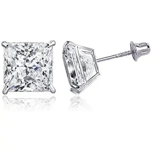 TIONEER 14K Solid Gold or Sterling Silver Stud Earrings for Women and Men Cubic Zirconia Round Cut & Princess Cut (3mm - 9mm) TIONEER 14K Solid Gold or Sterling Silver Stud Earrings for Women and Men Cubic Zirconia Round Cut & Princess Cut (3mm - 9mm)