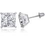 TIONEER 14K Solid Gold or Sterling Silver Stud Earrings for Women and Men Cubic Zirconia Round Cut & Princess Cut (3mm - 9mm)