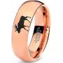Elk Moose Walking Ring - Tungsten Band 8mm - Men - Women - 18k Rose Gold Step Bevel Edge - Yellow - Grey - Blue - Black - Brushed - Polished - Wedding - Gift Dome Flat