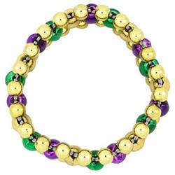 Needzo Gold Tone, Green, and Purple Mardi Gras Beads Bracelet, 6 Inch