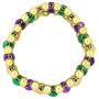Needzo Gold Tone, Green, and Purple Mardi Gras Beads Bracelet, 6 Inch