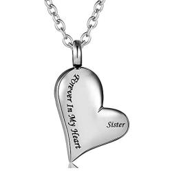 LuxglitterLin Dad Mom Pet Dog Forever in My Heart Heart Cremation Jewelry for Ashes Keepsake Memorial Urn Necklace