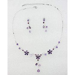 Faship Gorgeous Cubic Zirconia CZ Crystal Floral Necklace Earrings Set
