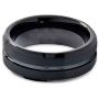 Charming Jewelers Tungsten Wedding Band Ring 8mm Men Women Comfort Fit Grey Black 18K Yellow Gold Plated Bevel Edge Brushed Polished