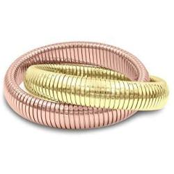 Caratina 14k Gold and Rose Gold Plated double omega ring intertwined stackable joy bracelet for women