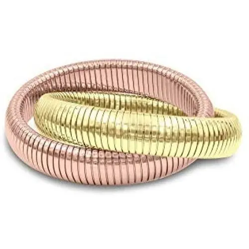 Caratina 14k Gold and Rose Gold Plated double omega ring intertwined stackable joy bracelet for women Caratina 14k Gold and Rose Gold Plated double omega ring intertwined stackable joy bracelet for women
