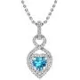 Dazzlingrock Collection 14K Gold 5 MM Heart Cut Blue Topaz & Round Diamond Heart Pendant (Silver Chain Included)