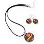 SUVANI Hand Blown Glass Multi-Colored Rainbow Wave Pendant Necklace or Dangle Earrings