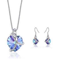 EleShow I Love You Jewelry Sets for Women Heart Necklaces and Earrings Jewelry 18K White Gold Plated Gifts for Wife Mom Girlfriend