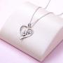 Sterling Silver Cute Animal Rainbow Unicorn Elephant Horse Squirrel in Heart Pendant Necklace for Women Girlfriend Gift