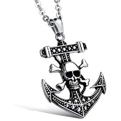 Skull Anchor Pendant Choker Necklace for Men Gothic Punk Crossbones Skeleton Heads Anchor Necklace Chain Fashion Jewelry Skull Anchor Pendant Choker Necklace for Men Gothic Punk Crossbones Skeleton Heads Anchor Necklace Chain Fashion Jewelry