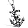 Skull Anchor Pendant Choker Necklace for Men Gothic Punk Crossbones Skeleton Heads Anchor Necklace Chain Fashion Jewelry