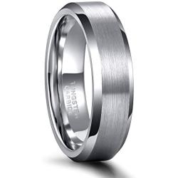 Greenpod 6MM Tungsten Carbide Engagement Ring Brushed Beveled Edge Polished Wedding Band for Men Women Engraved I Love You Always & Forever Size 6-13
