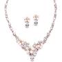 Mariell Cultured Freshwater Pearls & CZ Rose Gold Plated Wedding Necklace and Earrings Set for Brides