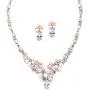 Mariell Cultured Freshwater Pearls & CZ Rose Gold Plated Wedding Necklace and Earrings Set for Brides Mariell Cultured Freshwater Pearls & CZ Rose Gold Plated Wedding Necklace and Earrings Set for Brides