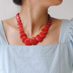 Sinkcangwu Bohemian Necklace Large Turquoise Stone Necklace Choker Tribal African Jewelry Halloween Costume Accessory for Women Girls