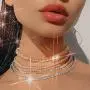 Jeweky Layered Choker Necklace Sparkly Crystal Gorgeous Silver Necklaces Chain Jewelry for Women and Girls Jeweky Layered Choker Necklace Sparkly Crystal Gorgeous Silver Necklaces Chain Jewelry for Women and Girls