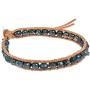 AeraVida Cultured Freshwater Black Pearl Nude Leather Bracelet