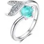 Animal Mermaid Tail Rings for Women Sterling Silver Dolphin Tail Adjustable Open Ocean Pearl Ring for Teen Girls Mothers Day Christmas Jewelry