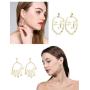 Thunaraz 6Pairs Face Earring Set Geometric Modeling Dangle Hollow Face Hand Shape Drop Earring for Women Teens Girls