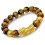 Angushiny 12mm Feng Shui Black Obsidian Wealth Bracelet Multicolour Options Natural Tiger Eye Agate Crystal Handmade Beaded Bracelets Pixiu Attract Wealth Power for Men