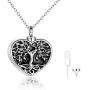 ONEFINITY Sterling Silver Tree of Life Cremation Urn Necklaces for Ashes Heart Memory Jewelry for Women Men Gift