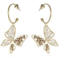 Starmond Butterfly Earrings Gold Plating Rhinestone