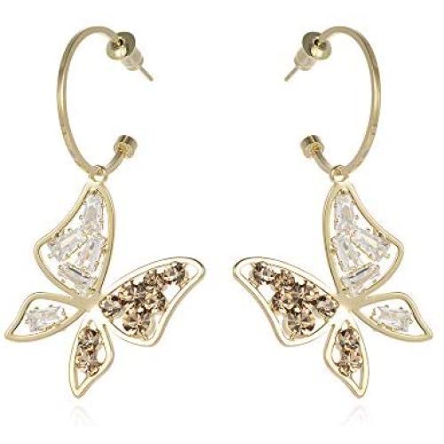 Starmond Butterfly Earrings Gold Plating Rhinestone