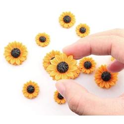 NX Garden 12PCS Yellow Sunflower Girasoles Daisy Flowers Resin Flatback Cabochon with Hole for Necklace Earrings Ring Bracelet Handmade DYD 3 Size