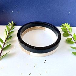 HILROSE Wooden & Resin Bangles for Women/Girls - Bohemian Minimalist Wood Bangle Bracelet Boho Jewelry Gifts(8cm x 8cm)