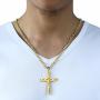 Hermah Mens Women Jewelry Gold Black Silver Cross Pendant Necklace Stainless Steel Curb Cuban Link Chain 18-24inch